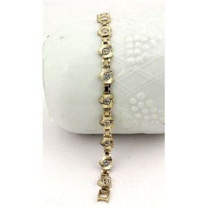 14K Gold Plating Chain Bracelet - 12 PCS w/ Fold Closure - Heart - BR-YI211B